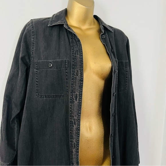 Madewell Black Denim Jean Jacket Longline Shirt Style Size XS - Picture 5 of 7